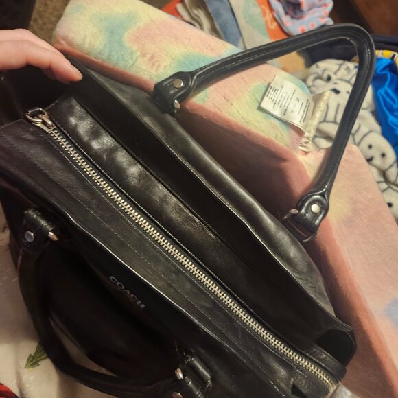 BLACK LEATHER COACH BAG LARGE - Picture 4 of 7